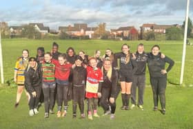 England star Sinead Peach launched Hunslet ARLFC's bid to produce the next generation of Super League players. Picture by Hunslet ARLFC.