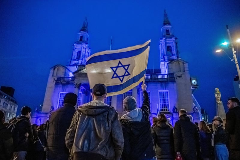Flags were flown and the civic hall was lit blue. Photo: Tony Johnson