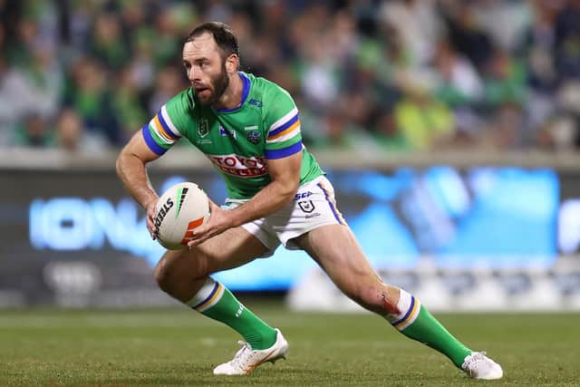 Matt Frawley, seen in NRL action for Canberra Raiders against Brisbane Broncos last month, can play stand-off or scrum-half. Picture by Mark Nolan/Getty Images.