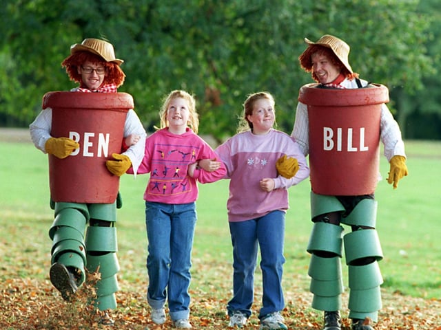 Stepping out with Bill and Ben at Temple Newsam at the start of a seed collecting walk in October 1998 were sisters Cassandra Duffield, left, and Georgina Duffield.
