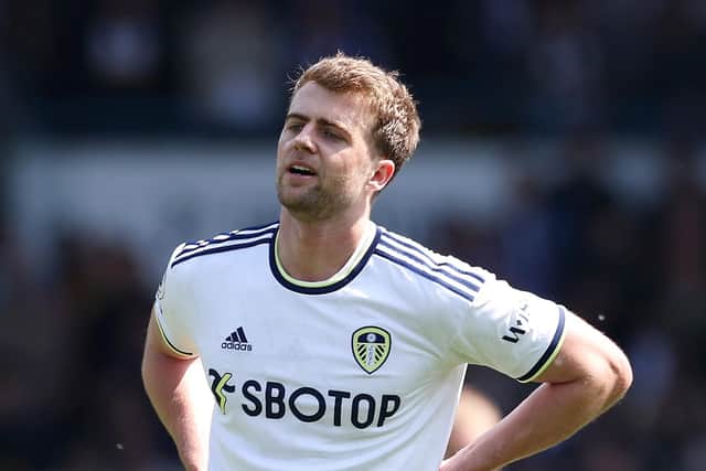 LEEDS, ENGLAND - MAY 13: Patrick Bamford of Leeds United reacts after a missed chance during the Premier League match between Leeds United and Newcastle United at Elland Road on May 13, 2023 in Leeds, England. (Photo by Alex Livesey/Getty Images)