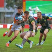 Leeds Rhinos' Harry Newman and Lachie Miller in action against Catalans Dragons at Stade Gilbert Brutus, in Perpignan, last week. Picture by Rémi Vignaud/Catalans Dragons/SWpix.com.