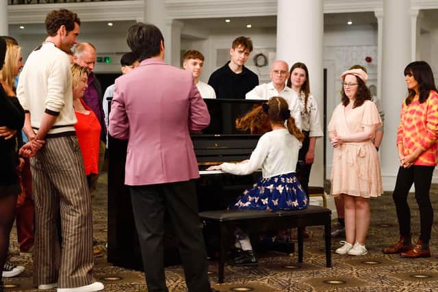 Lucy, aged 13, performed Chopin’s ‘Opus 9 Number 1’ at Leeds station. Picture: Channel 4
