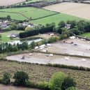 A drone image of the traveller site near Hillam.