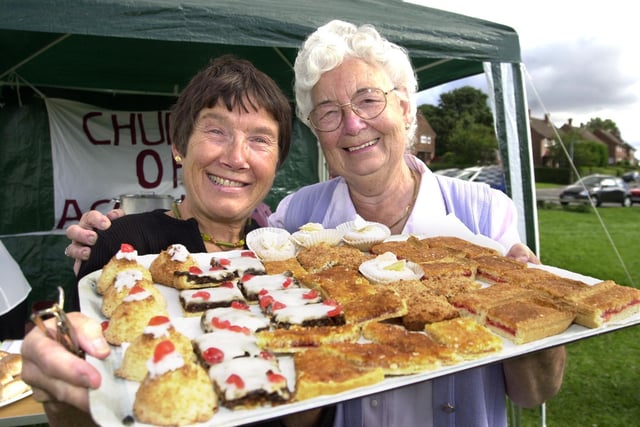 Seacroft Gala in September 2001, pictured is Irene Taylor (left) and Mary Webb were raising funds for the Church of the Ascenssion, Seacroft, selling a mouthwatering selection of cakes.