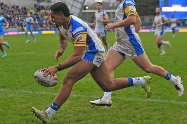 Derrell Olpherts in action for Leeds Rhinos. Picture by Steve Riding.
