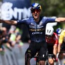 Tom Pidcock celebrates winning a stage of the Tour of the Alps earlier this yead (Picture: Tim de Waele/Getty Images)