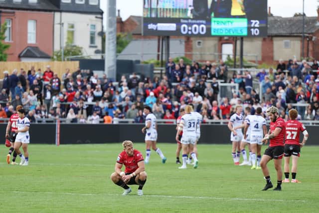 Wakefield Trinity crushed Salford Red Devils 72-10 three months ago, but Sunday's rematch won't take place. Picture by John Clifton/SWpix.com.