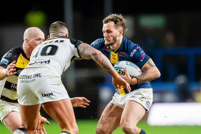Players like Ethan O'Neill, seen during last month's win against York Knights, are pressing for a place in Leeds Rhinos' side to face Warrington Wolves on Sunday. Picture by Allan McKenzie/SWpix.com.