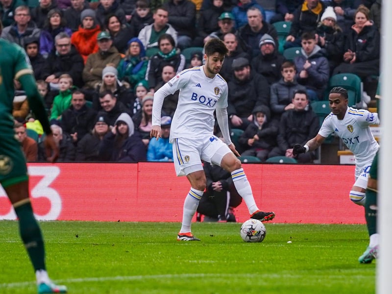 7 - Leeds looked better when he came and got the ball and helped them progress it in a more controlled manner. Busy, defensively.