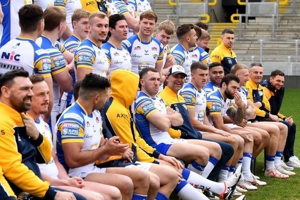 Leeds Rhinos' players and backroom staff enjoy a lighter moment at the annual photocall.