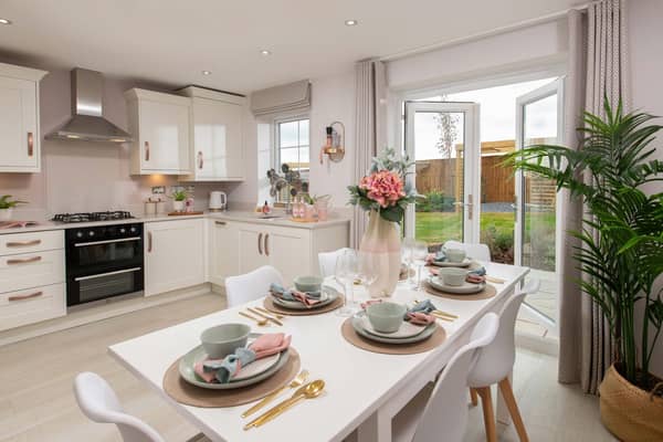 B&DWS - The kitchen and dining area inside a typical show home at Thornberry Gardens