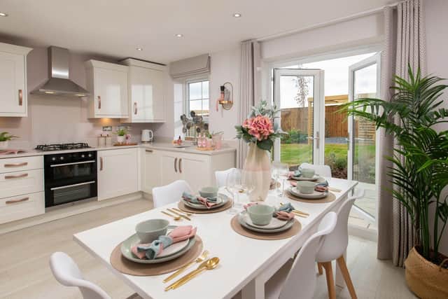 B&DWS - The kitchen and dining area inside a typical show home at Thornberry Gardens