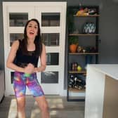 Janette Manrara guides viewers through the first stages of the Keep Dancing Challenge - from the safety of her own home (Photo: BBC)