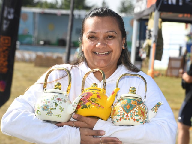 Nidhi Kothari from Tealicious NK with her teapots for sale at Harrogate Food and Drink Festival at Ripley Castle. (Picture Gerard Binks)