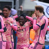 BIG REACTION - Leeds United's Patrick Bamford enjoyed the response of his team-mates to his wonder goal at Peterborough in the FA Cup. Pic: Marc Atkins/Getty Images