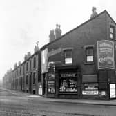 Stanningley Road is the main cobbled road with tramlines pictured in January 1939. On the left is South End Mount, the shop, selling sweets and tobacco is number 2A, run by Susanna Reddyhoft.