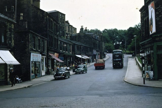 Looking up Scatcherd Hill (Queen Street) from Morley Bottoms in August 1967. The road has just been widened on the right hand side.