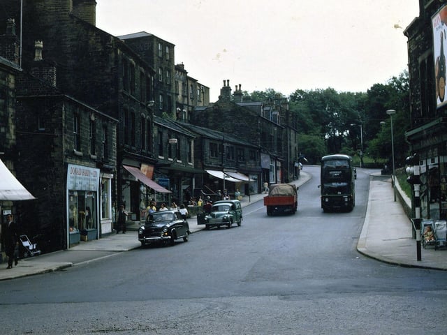 Looking up Scatcherd Hill (Queen Street) from Morley Bottoms in August 1967. The road has just been widened on the right hand side.