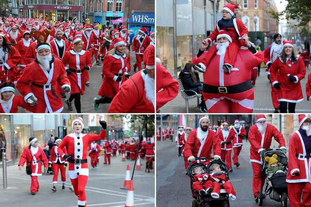 Santa's of all shapes and sizes descened on Leeds city centre for the Big Leeds Santa Dash 2022, which is raising money for St Gemma's Hospice.