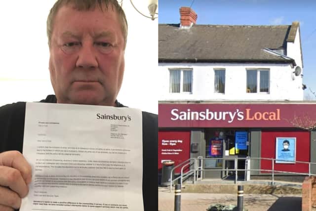 Garry Frost has been banned from all Sainsbury's stores (Photo right: Google)