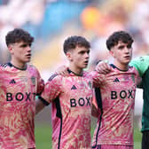 ALL TOGETHER: Leeds United under-18s boss Rob Etherington with his young players ahead of Friday night's FA Youth Cup final against Manchester City's under-18s at the Etihad. Photo by Naomi Baker/Getty Images.