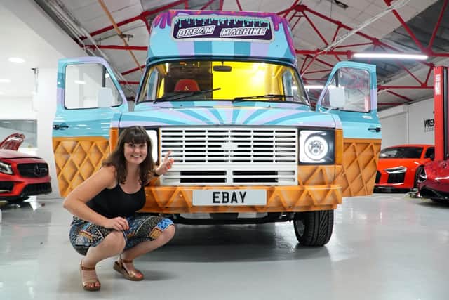 Naomi Wardle, who leads the Kentmere community project, with the 'pimped out' ice-cream van