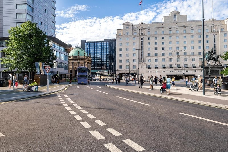Due to be completed this summer, City Square is now shut to general traffic while work is taking place to create the “much-improved space for pedestrians and cyclists”.