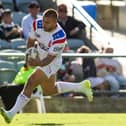 Mikey Lewis scores for England in last week's 82-0 win against France. Picture by Anita Reca/SWpix.com.