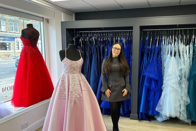 Lia Brehmer inside her new shop The Prom Den in Horsforth