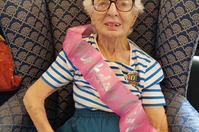 100-year-old Betty Wood on her birthday