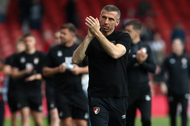 PLAN: Outlined by Bournemouth boss Gary O'Neil, pictured applauding his side's fans after Saturday's 1-0 defeat at home to Manchester United. Photo by Mike Hewitt/Getty Images.