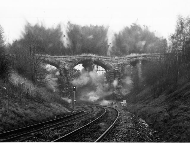 This bridge at Swanhill Lane was blasted to bits in March 1982.