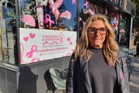 Pontefract and District Breast Cancer Support Group members hung around 1,500 bras on railings and in shop windows in and around the town centre at the start of October.
