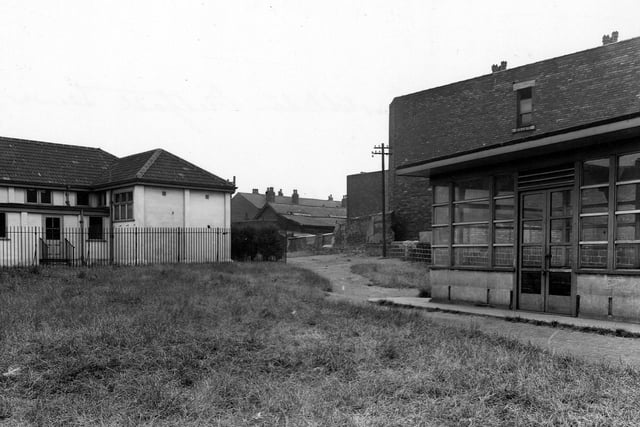 Hunslet Nursery in August 1953. The low building in the centre mid distance, is the back of the Derbyshire Street Mission Hall.