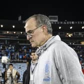 Marcelo Bielsa head coach of Uruguay looks on during an international friendly match between Uruguay and Nicaragua at Centenario Stadium on June 14, 2023 in Montevideo, Uruguay. (Photo by Ernesto Ryan/Getty Images)