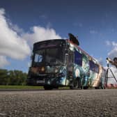Moon Palace is a project commissioned for the Year of Culture. It is both a striking social sculpture and accessible mobile observatory, based on an original idea by East Leeds Project and inspired by the legacy of John Smeaton, and the observatory he had in East Leeds. The renovated bus is currently at Fearnville Playing Fields and will be touring other wards in Leeds. Pictured is Kingsley Ahenkora-Duodu, one of the Moon Palace hosts.