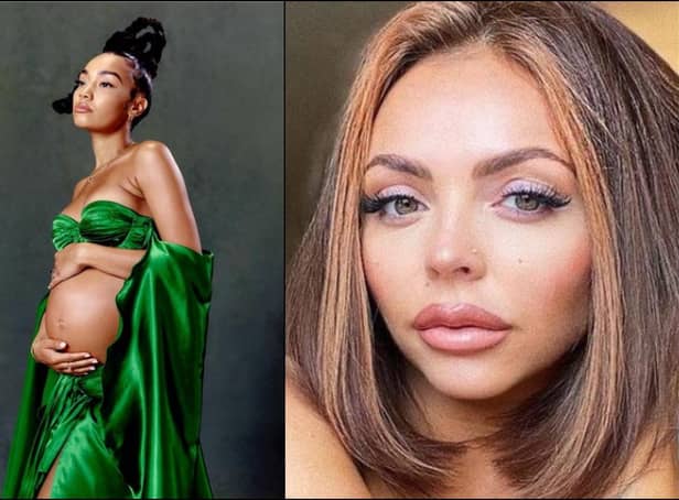 Little Mix's Leigh-Anne was congratulated on her pregnancy announcement by Perrie and Jade, but Jesy failed to comment (Picture: Instagram/Jesy Nelson/Leigh-Anne Pinnock)