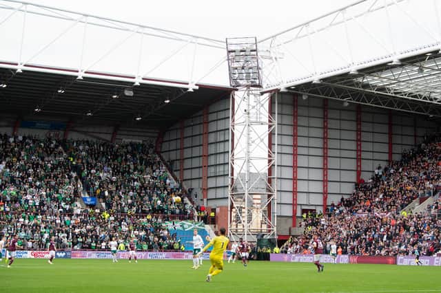 Hearts and Hibs fans at the Edinburgh derby at Tynecastle in September