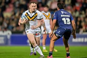 Sam Hall on the ball for Castleford Tigers away to Toulouse in February. Picture by Fabrice Rodriguez/SWpix.com.