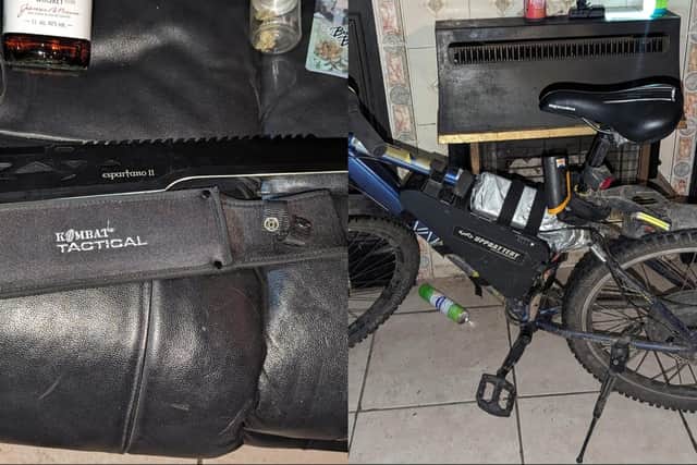 Police seized the machete and stolen e-bike in Beeston (Photo by WYP)