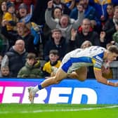 Leeds Rhinos winger Ash Handley, seen scoring against Salford last month, has backed the RFL's Respect campaign. Picture by Allan McKenzie/SWpix.com.