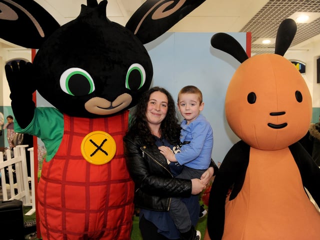 Danielle Reed and her son Jack Rhodes, four, of Chapel Allerton meet Bing and Flop
