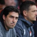 PRAISE: From Bournemouth boss Andoni Iraola, above, and the club's new Cherries loanee recruit Jaidon Anthony. Photo by Christopher Lee/Getty Images.