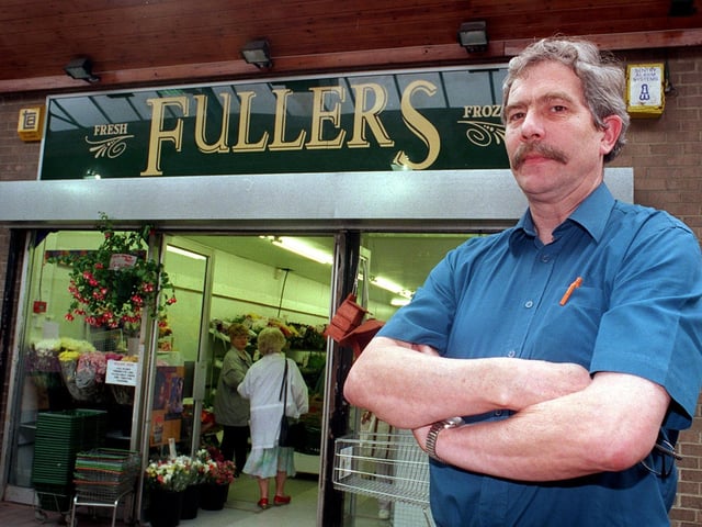Bob Hodgson of Fullers greengrocers at the Holt Park Shopping Centre was complaining about the Asda store nearby who were stopping him selling plant and flowers outside his shop. Pictured in June 1998.
