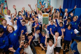 Ireland Wood Primary School pupils with Krysten Coombs and British Gas team