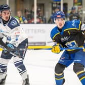 BACK FOR MORE: Defenceman Jordan Griffin (right) has been an ever-present for Leeds Knights this season and will be back for a fifth year in 2025-26. Picture: Ben Gordon/Knights Media.