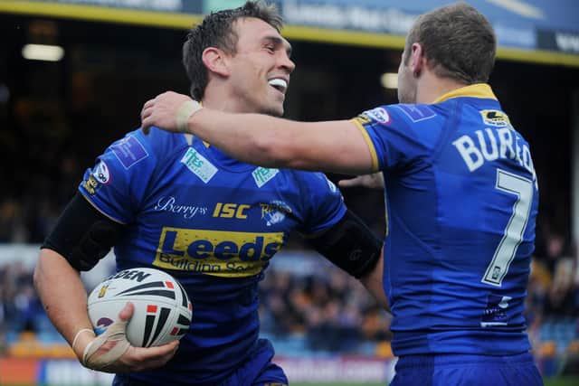 Kevin Sinfield and Rob Burrow in action for Leeds Rhinos in 2011