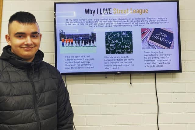 Student Patrick joined Street League last year to improve his English and hopes what he has learnt at the charity will aid him in his journey to becoming a police officer.