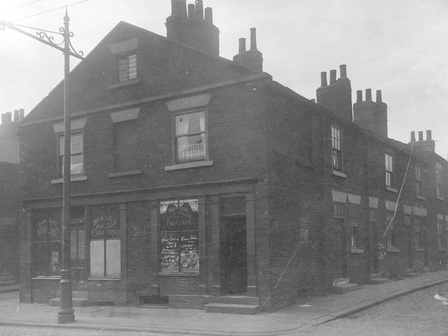 Beales Fisheries at 46 Low Road on corner with Society Street with John Robert Watson, greengrocers on corner with Jericho Street at number 44 Low Road.